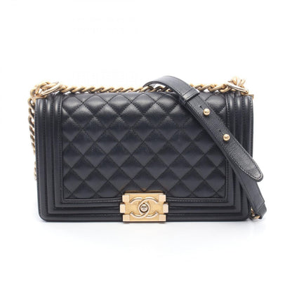 Chanel Shoulder Bag Black Caviar Leather Chain