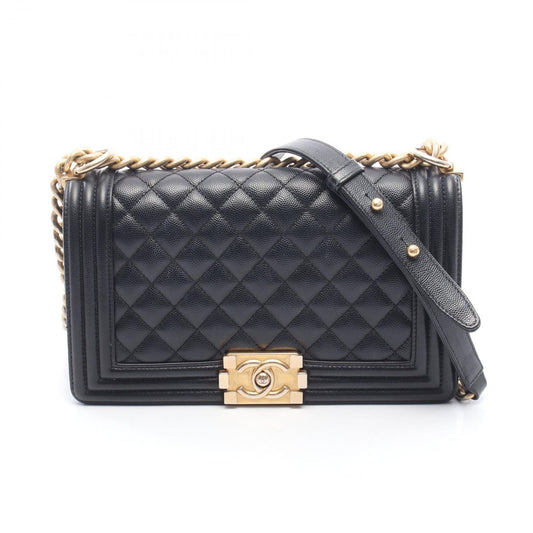 Chanel Shoulder Bag Black Caviar Leather Chain