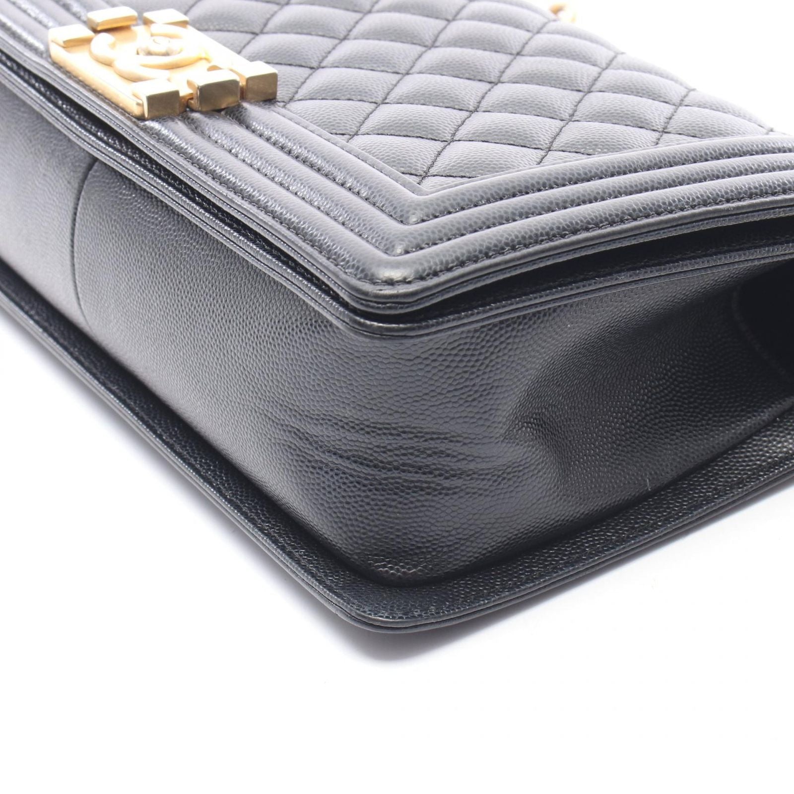 Chanel Shoulder Bag Black Caviar Leather Chain — view 9