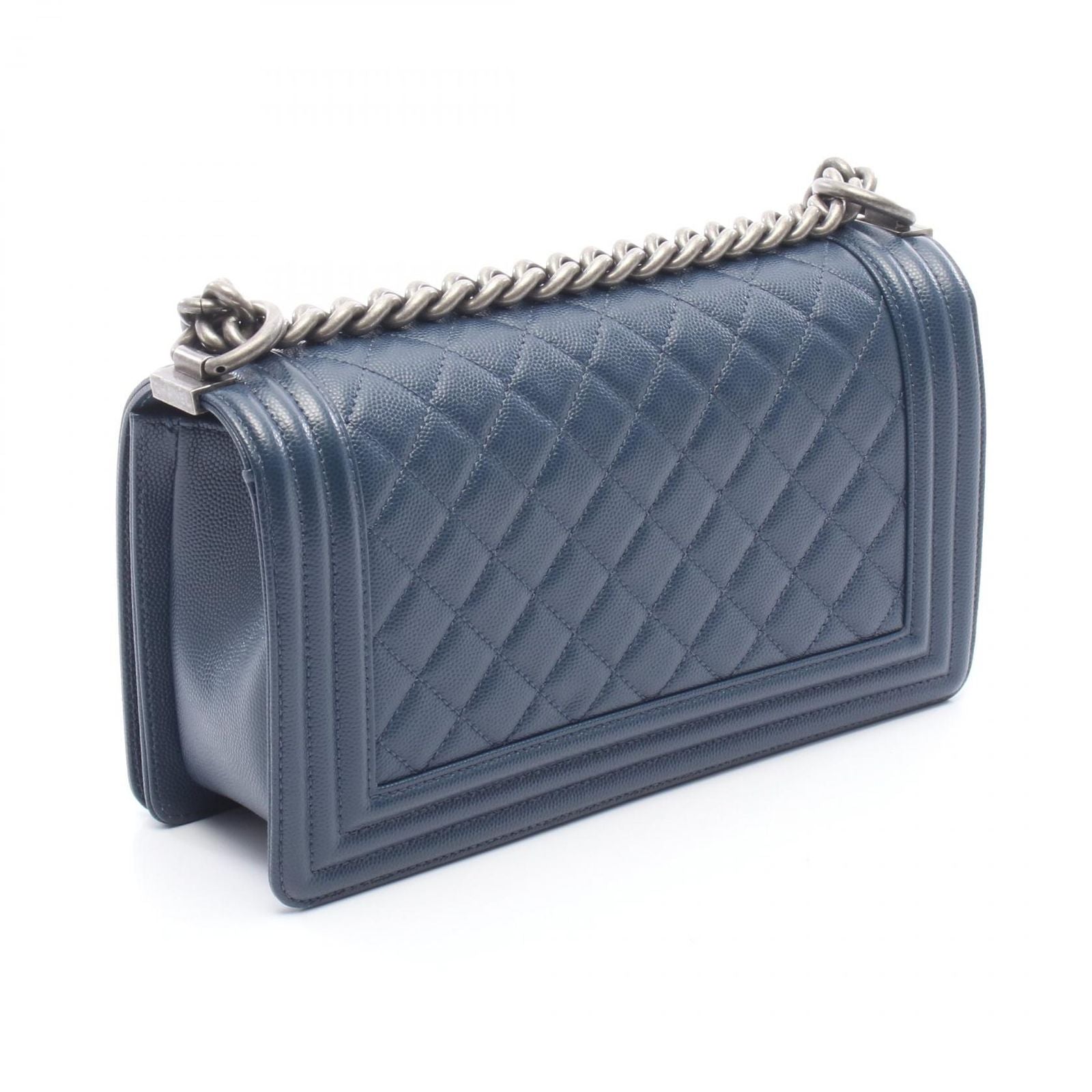 Chanel Shoulder Bag Navy Caviar Leather Chain — view 2