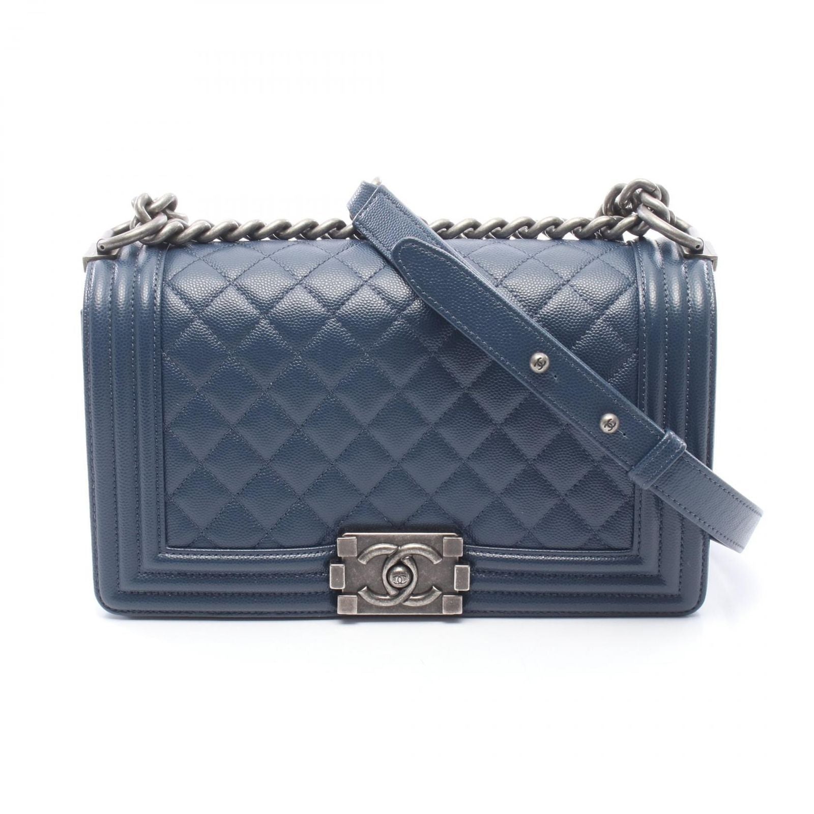 Chanel Shoulder Bag Navy Caviar Leather Chain