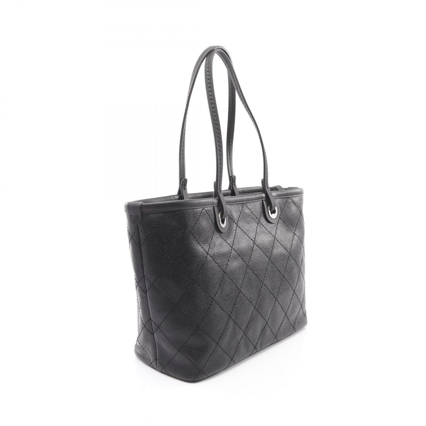 Chanel Tote on the Road Wild Stitch Black Caviar Leather on the — view 2