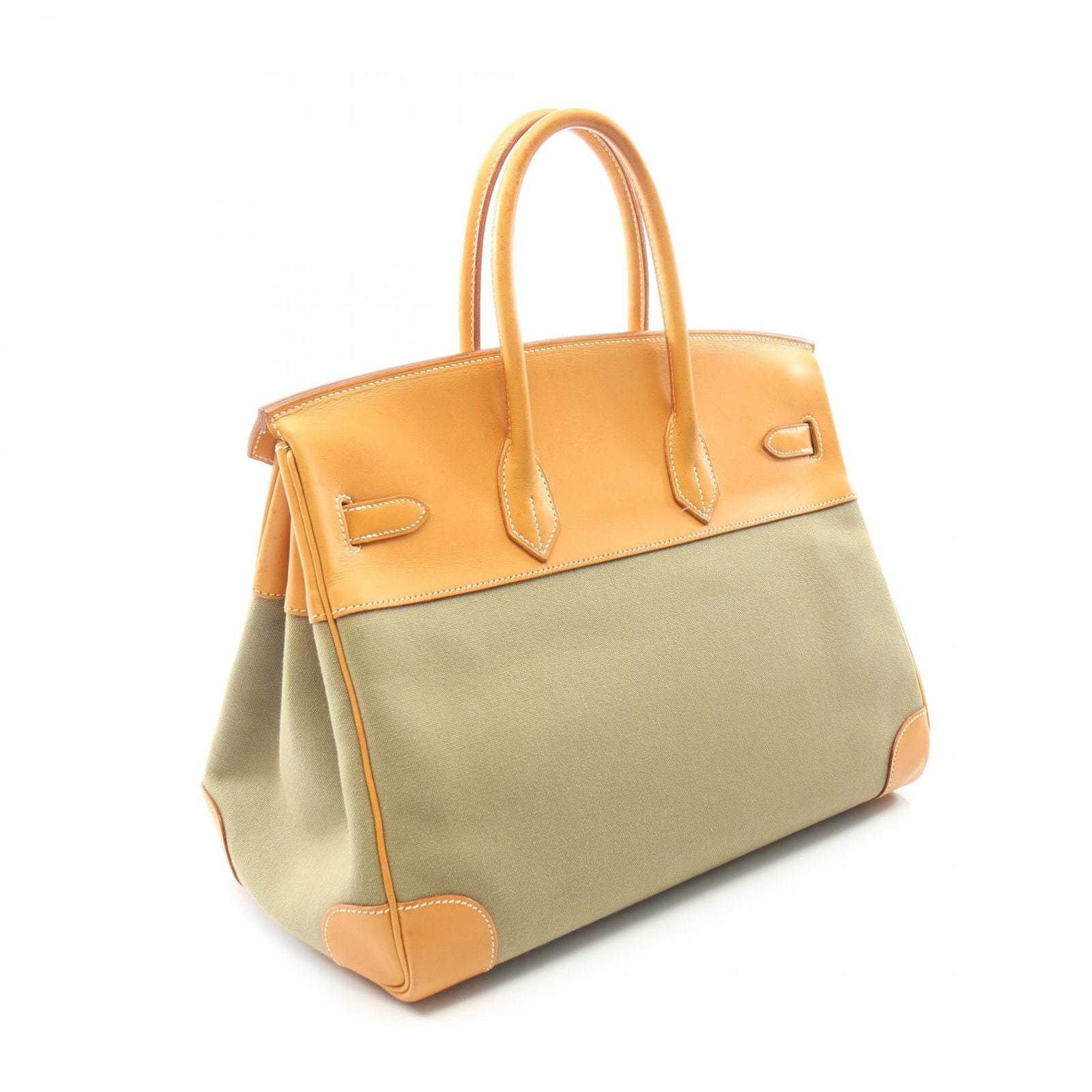 Hermes Handbag Birkin 35 Natural Khaki Canvas Leather — view 2