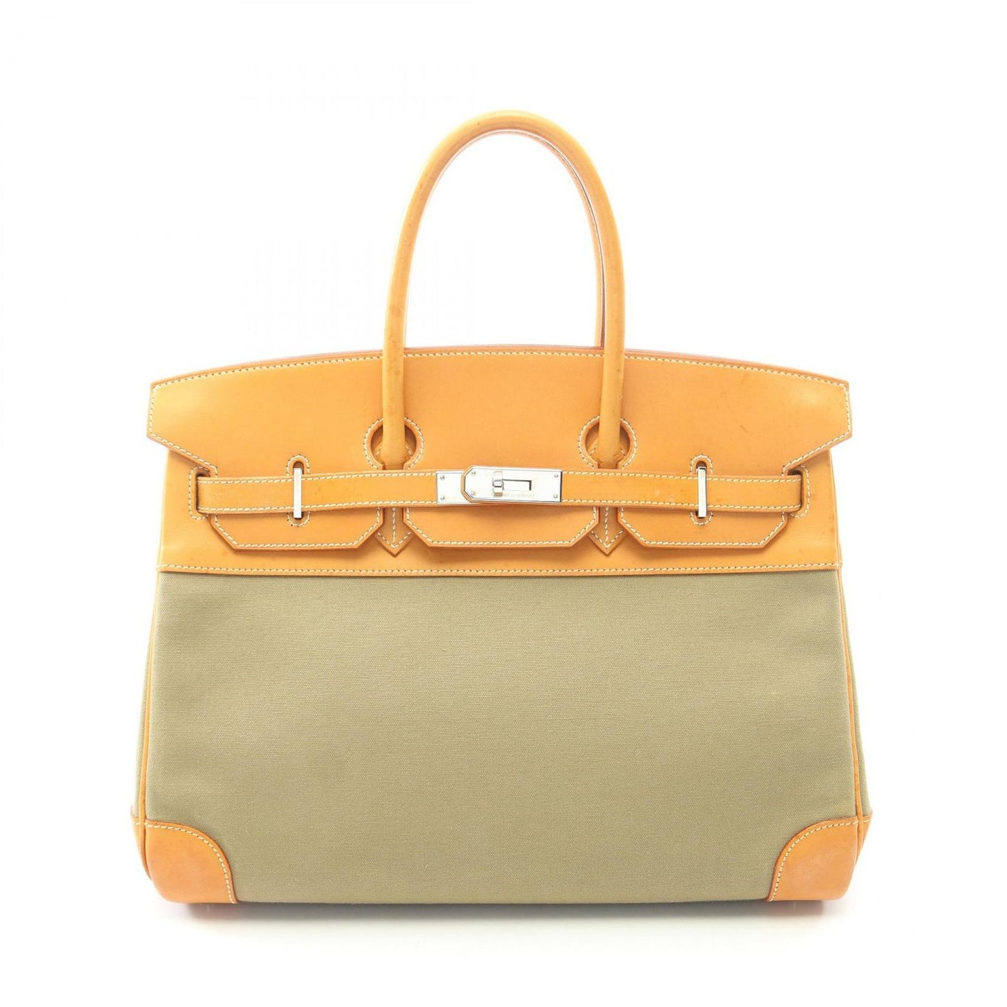 Hermes Handbag Birkin 35 Natural Khaki Canvas Leather