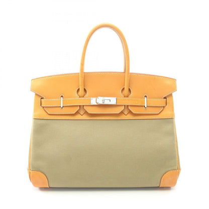 Hermes Handbag Birkin 35 Natural Khaki Canvas Leather