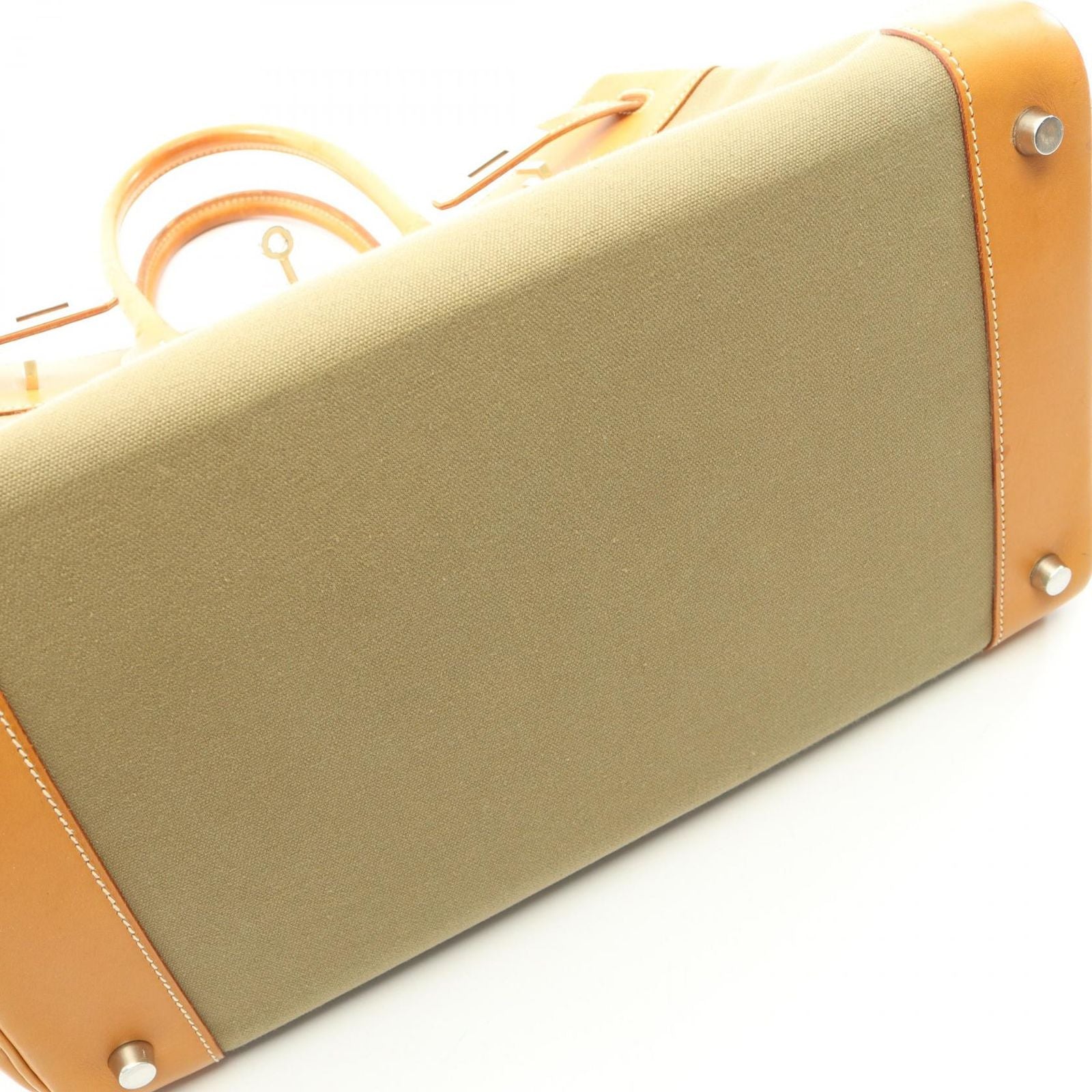 Hermes Handbag Birkin 35 Natural Khaki Canvas Leather — view 8
