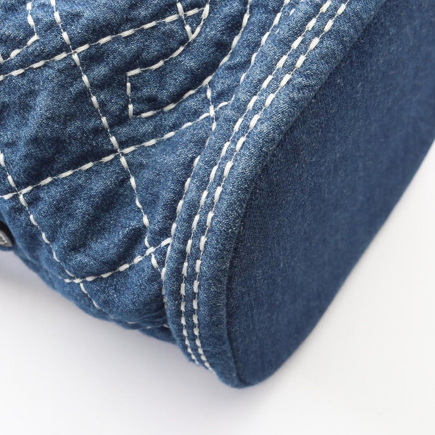 Chanel Shoulder Bag CC Logo Vanity 2-Way Denim Blue Quilted Chain — view 8