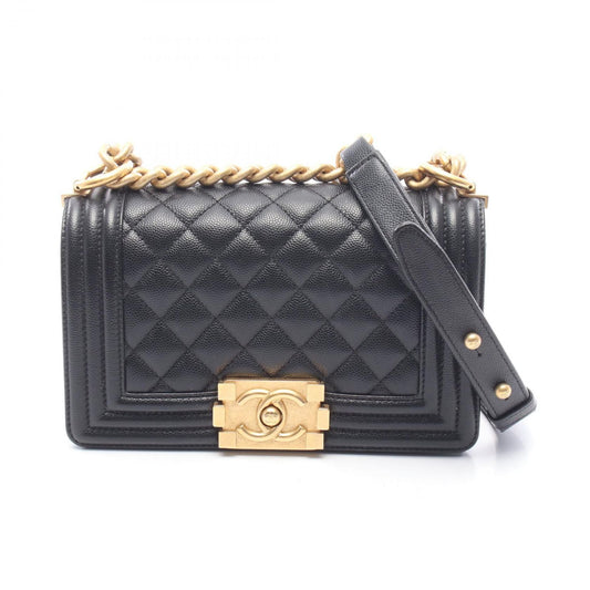 Chanel Shoulder Bag Small Black Caviar Leather Chain
