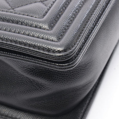 Chanel Shoulder Bag Small Black Caviar Leather Chain — view 8