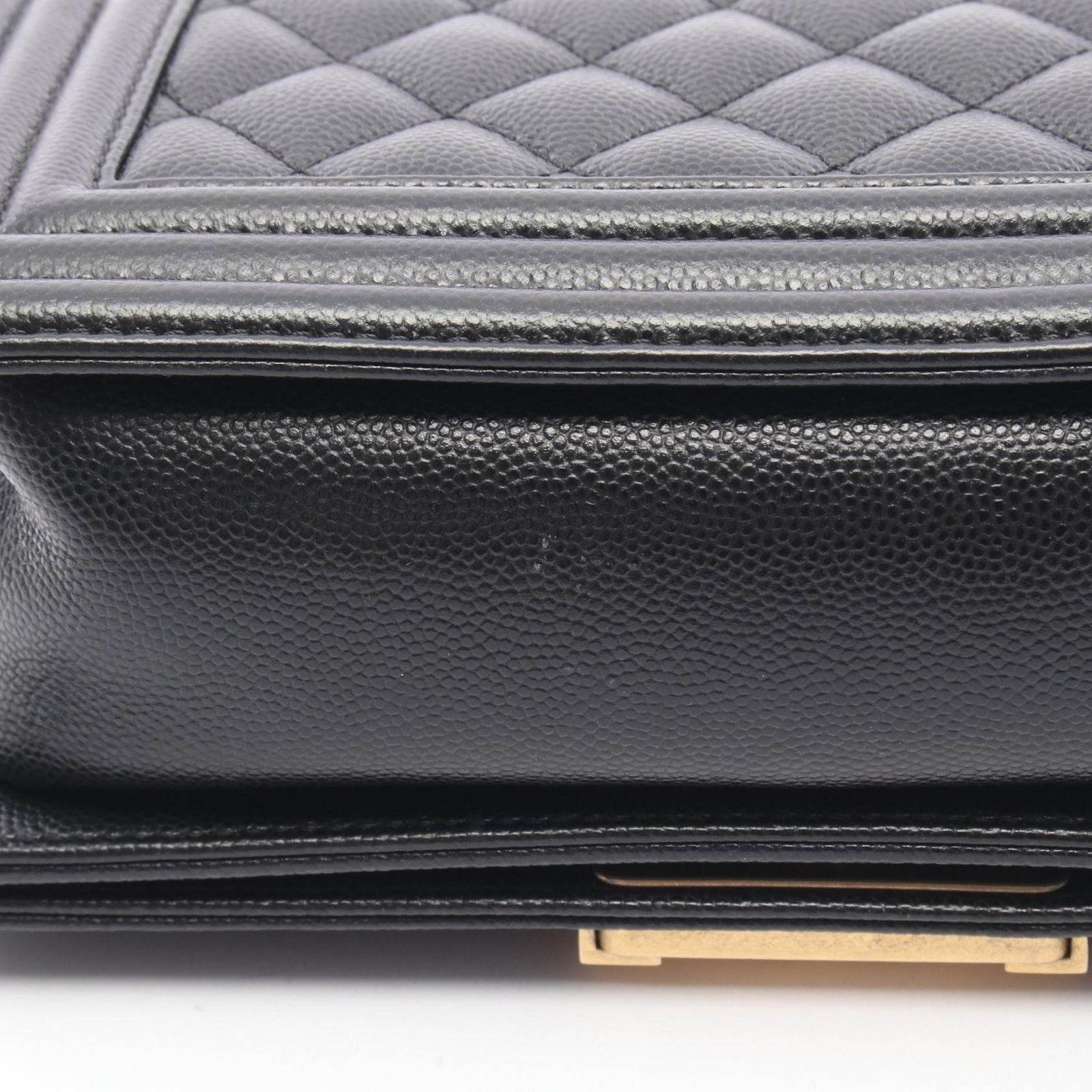 Chanel Shoulder Bag Small Black Caviar Leather Chain — view 9