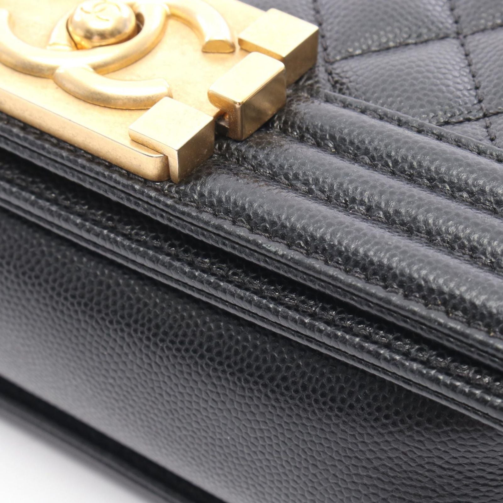 Chanel Shoulder Bag Small Black Caviar Leather Chain — view 7