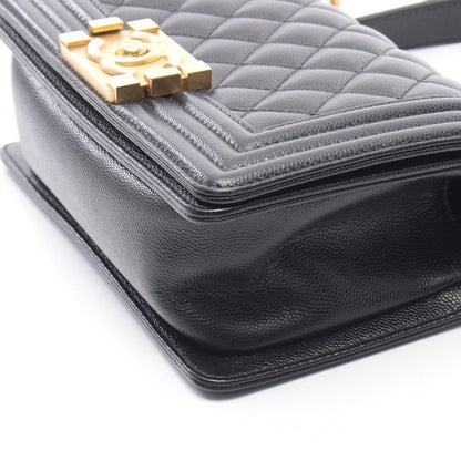 Chanel Shoulder Bag Small Black Caviar Leather Chain — view 6