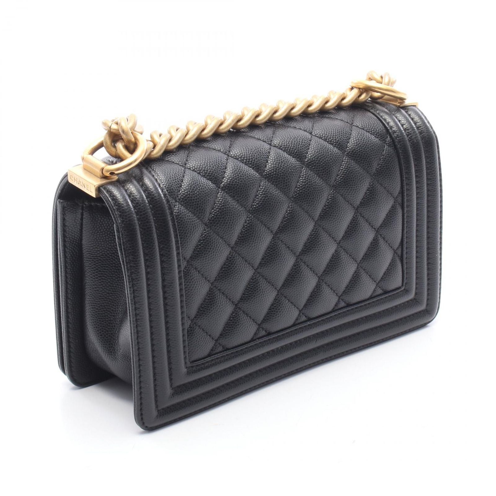 Chanel Shoulder Bag Small Black Caviar Leather Chain — view 2