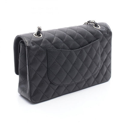 Chanel Shoulder Bag Quilted Double Flap Black Caviar Leather Chain — view 2