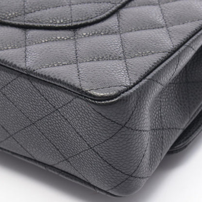 Chanel Shoulder Bag Quilted Double Flap Black Caviar Leather Chain — view 8