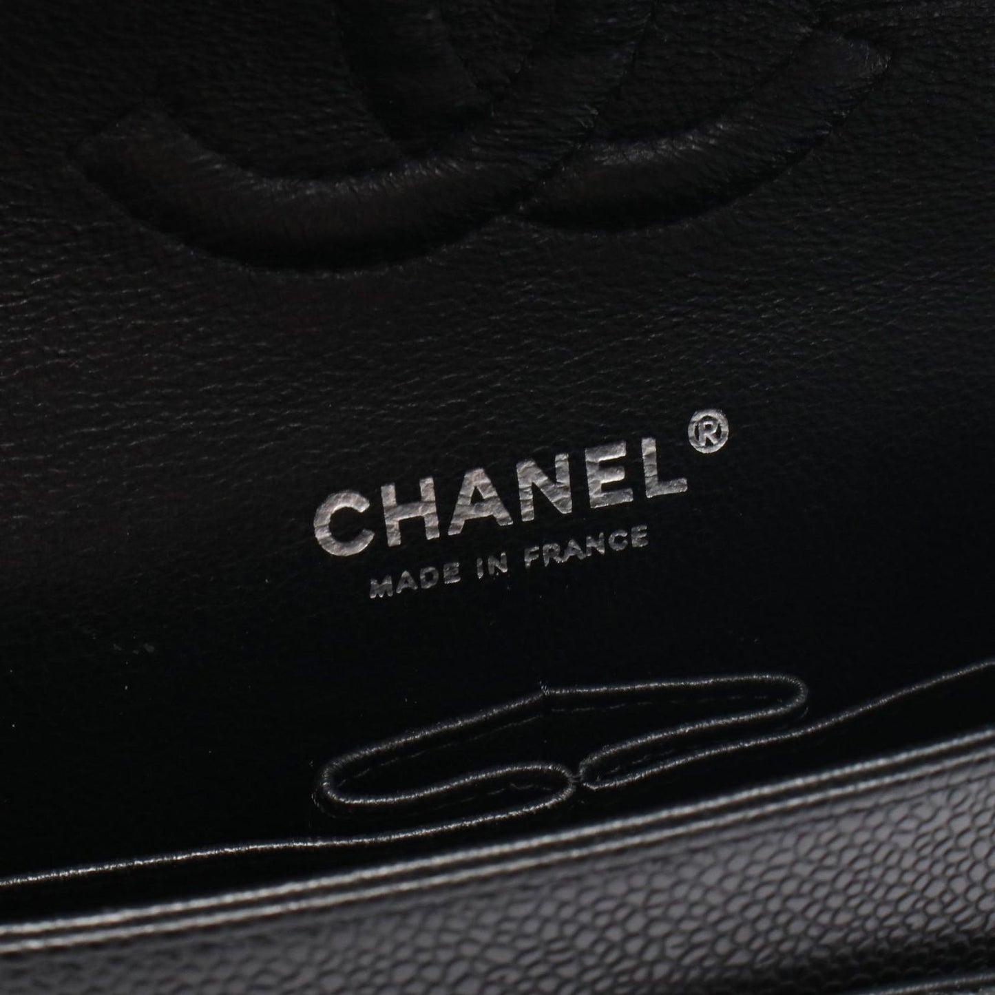 Chanel Shoulder Bag Quilted Double Flap Black Caviar Leather Chain — view 4