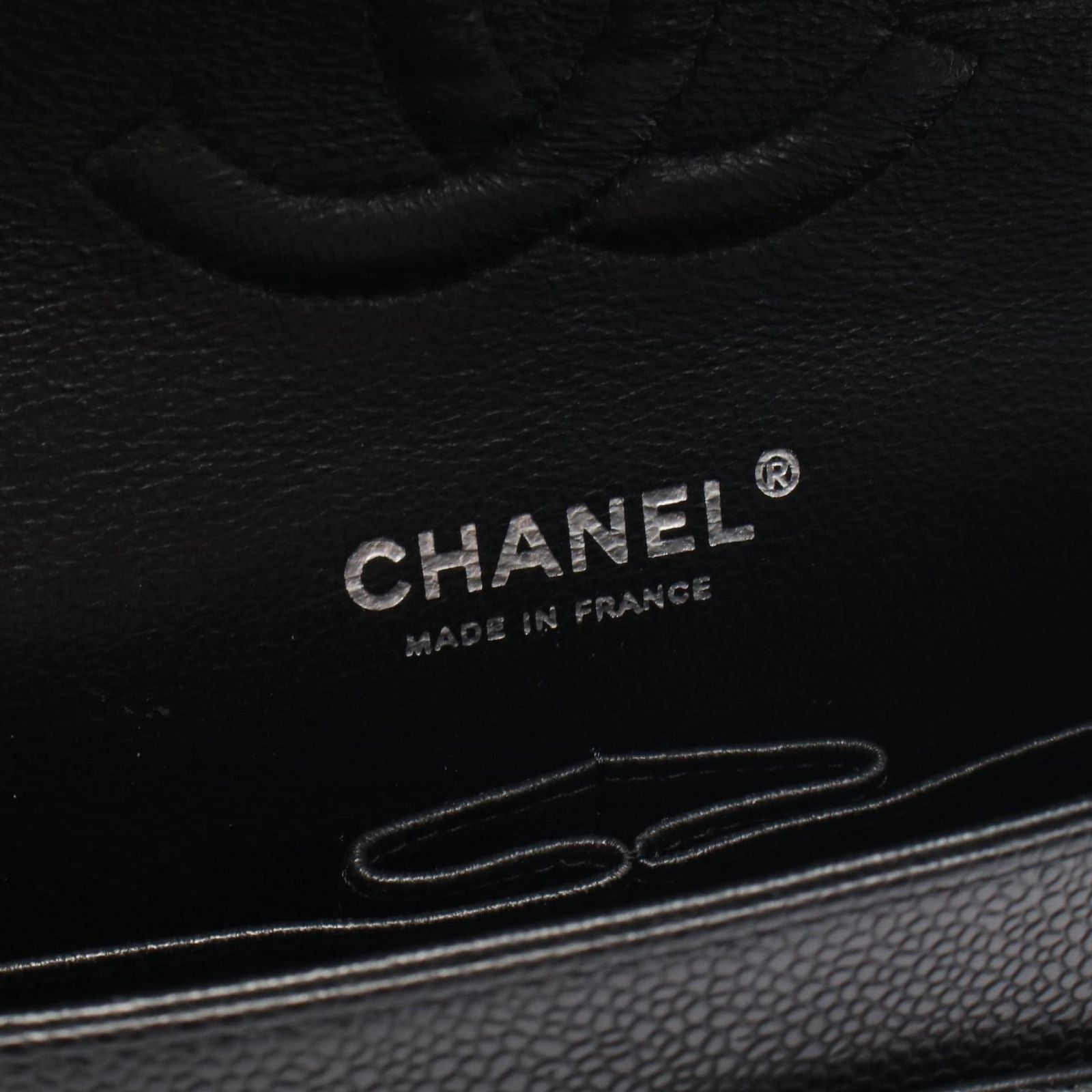 Chanel Shoulder Bag Quilted Double Flap Black Caviar Leather Chain — view 4