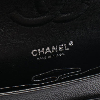 Chanel Shoulder Bag Quilted Double Flap Black Caviar Leather Chain — view 4