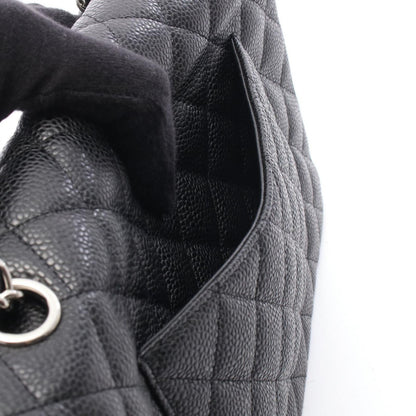 Chanel Shoulder Bag Quilted Double Flap Black Caviar Leather Chain — view 6