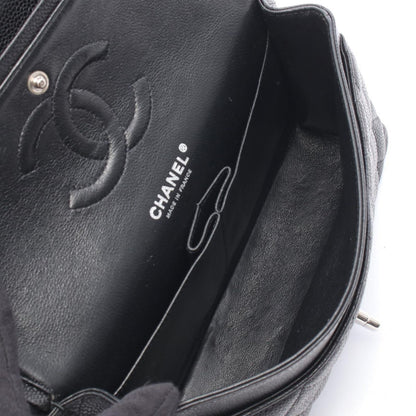 Chanel Shoulder Bag Quilted Double Flap Black Caviar Leather Chain — view 3