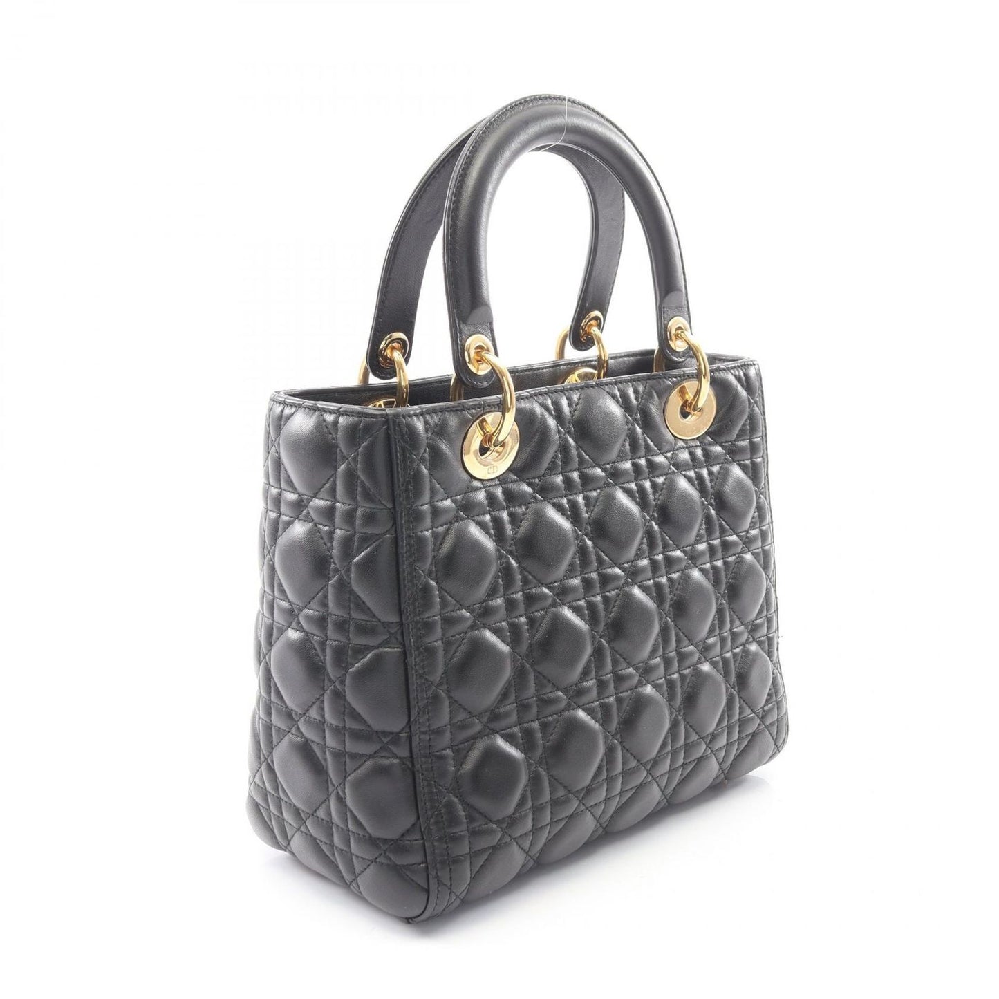 Dior Handbag Lady Dior Cannage 2-Way Black Leather Tote — view 2