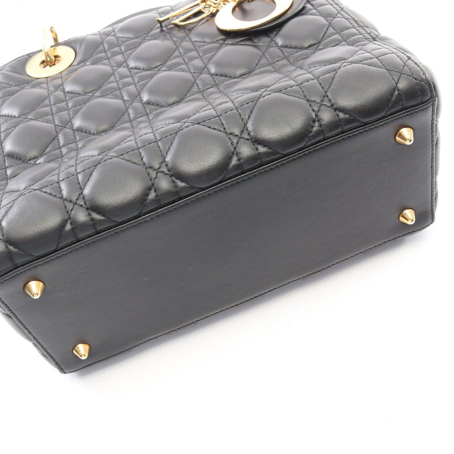 Dior Handbag Lady Dior Cannage 2-Way Black Leather Tote — view 7