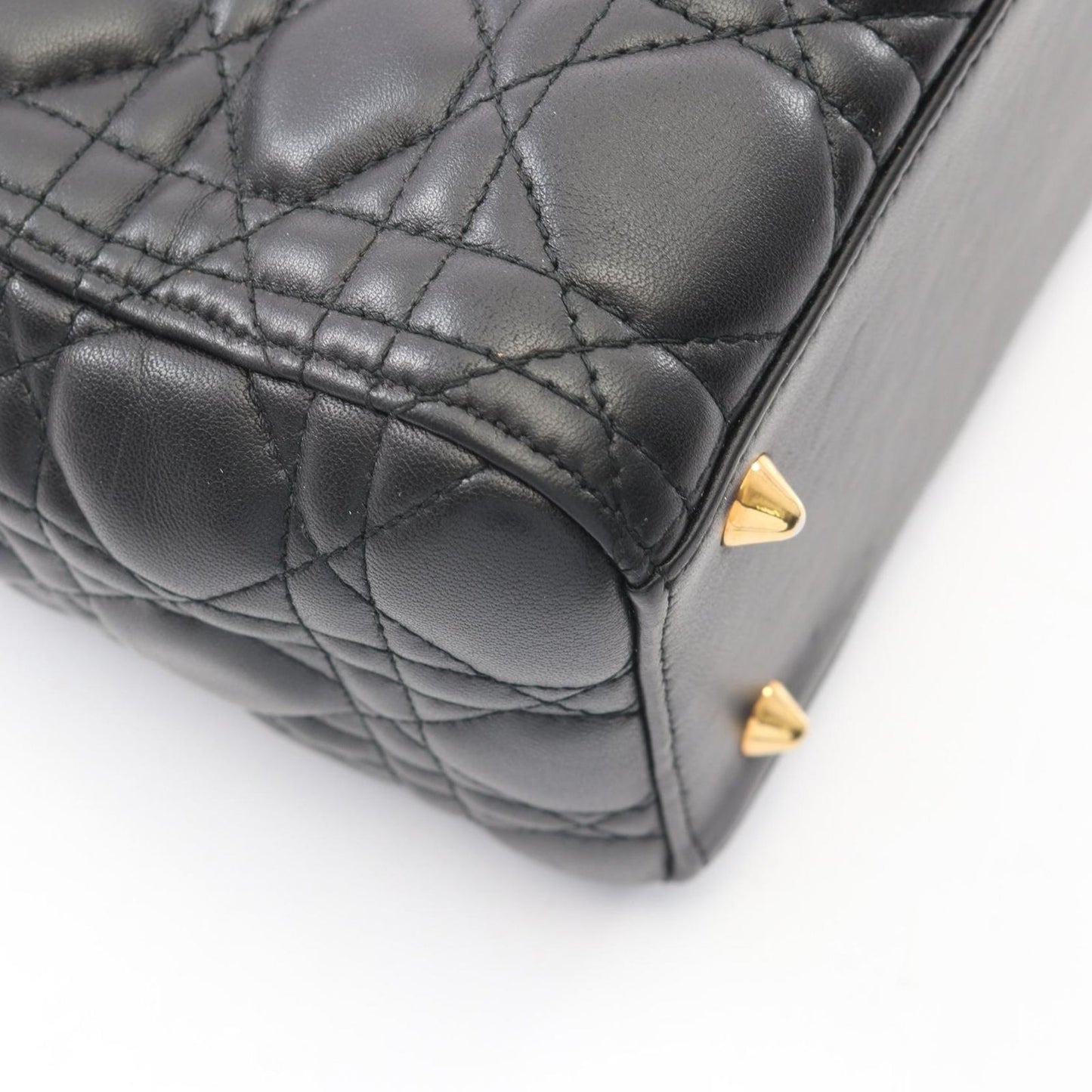 Dior Handbag Lady Dior Cannage 2-Way Black Leather Tote — view 6