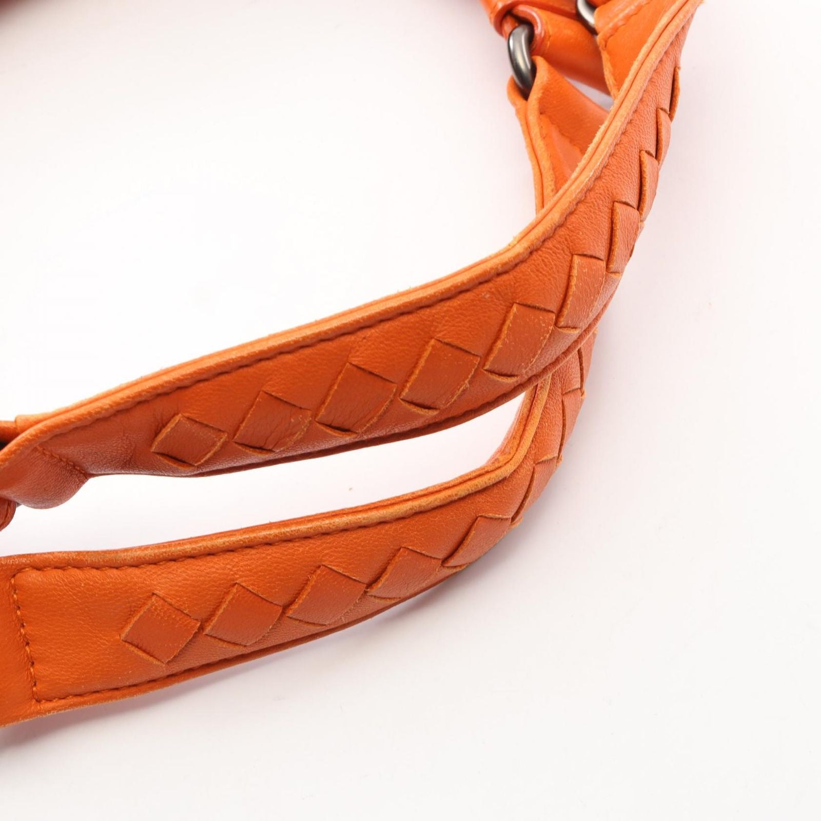 Bottega Veneta Shoulder Bag Campana Intrecciato Orange Leather — view 9