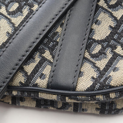 Dior Saddle Bag Mini Oblique Peacock Navy Canvas Leather — view 5