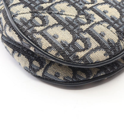 Dior Saddle Bag Mini Oblique Peacock Navy Canvas Leather — view 6