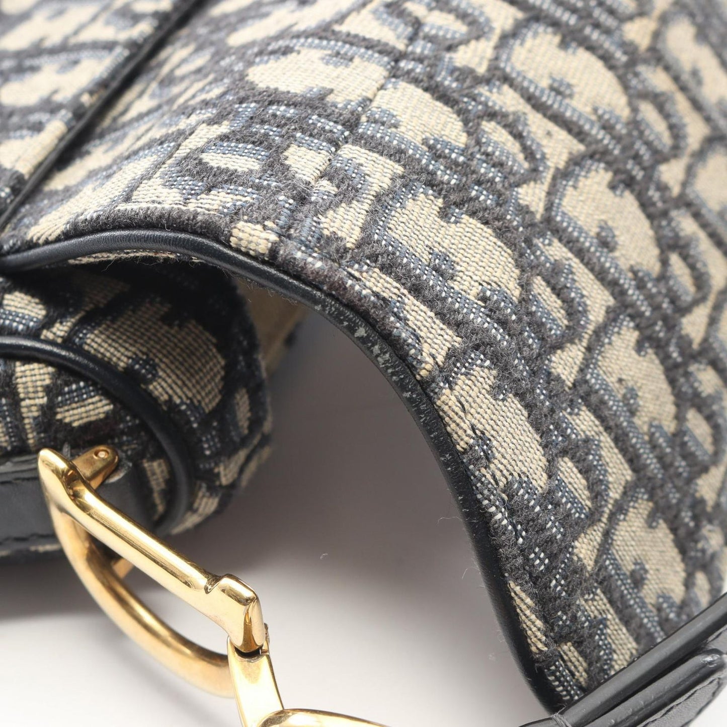 Dior Saddle Bag Mini Oblique Peacock Navy Canvas Leather — view 7