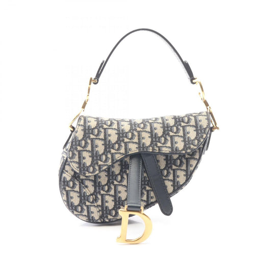 Dior Saddle Bag Mini Oblique Peacock Navy Canvas Leather