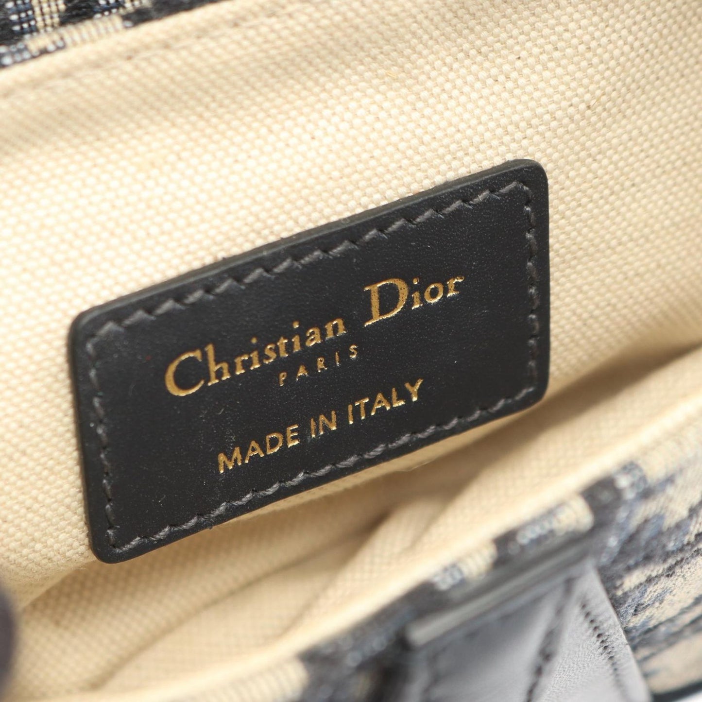Dior Saddle Bag Mini Oblique Peacock Navy Canvas Leather — view 4