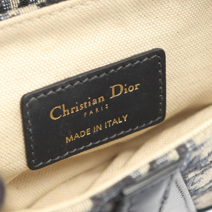 Dior Saddle Bag Mini Oblique Peacock Navy Canvas Leather — view 4