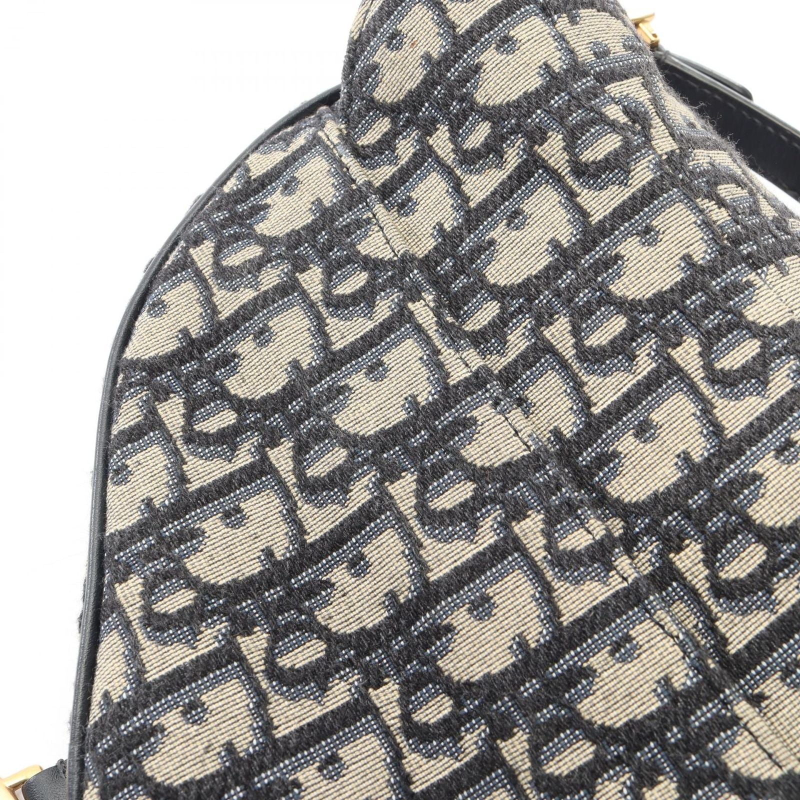 Dior Saddle Bag Mini Oblique Peacock Navy Canvas Leather — view 8