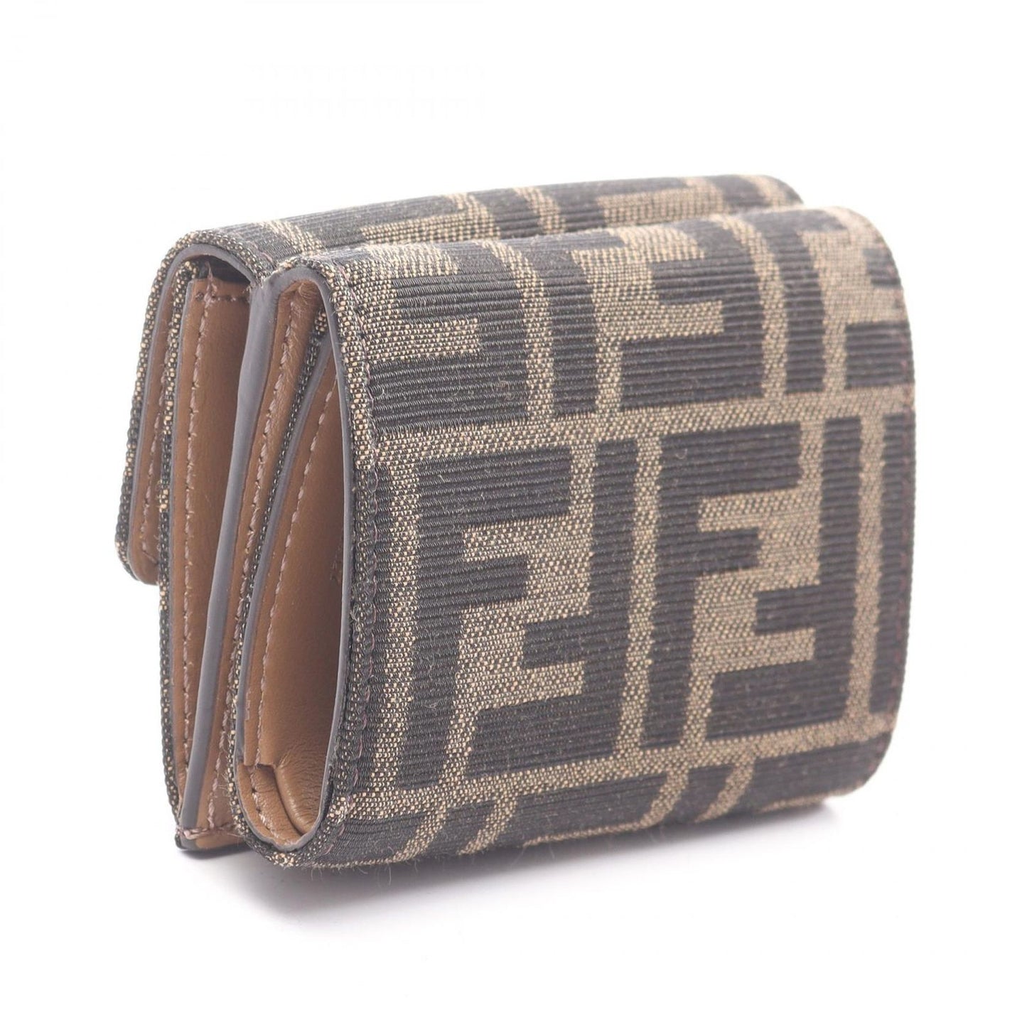 Fendi Trifold Wallet Baguette Zucca Brown Canvas Micro — view 2