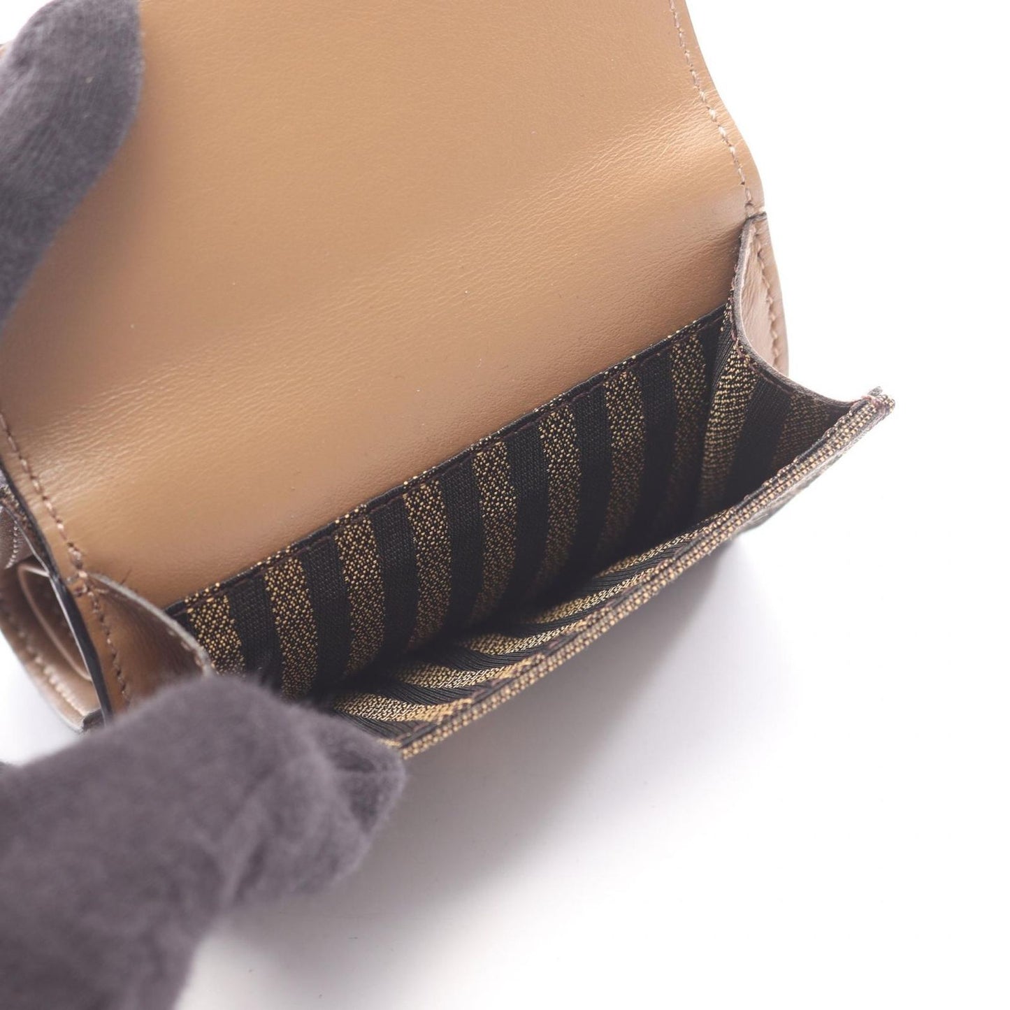 Fendi Trifold Wallet Baguette Zucca Brown Canvas Micro — view 4