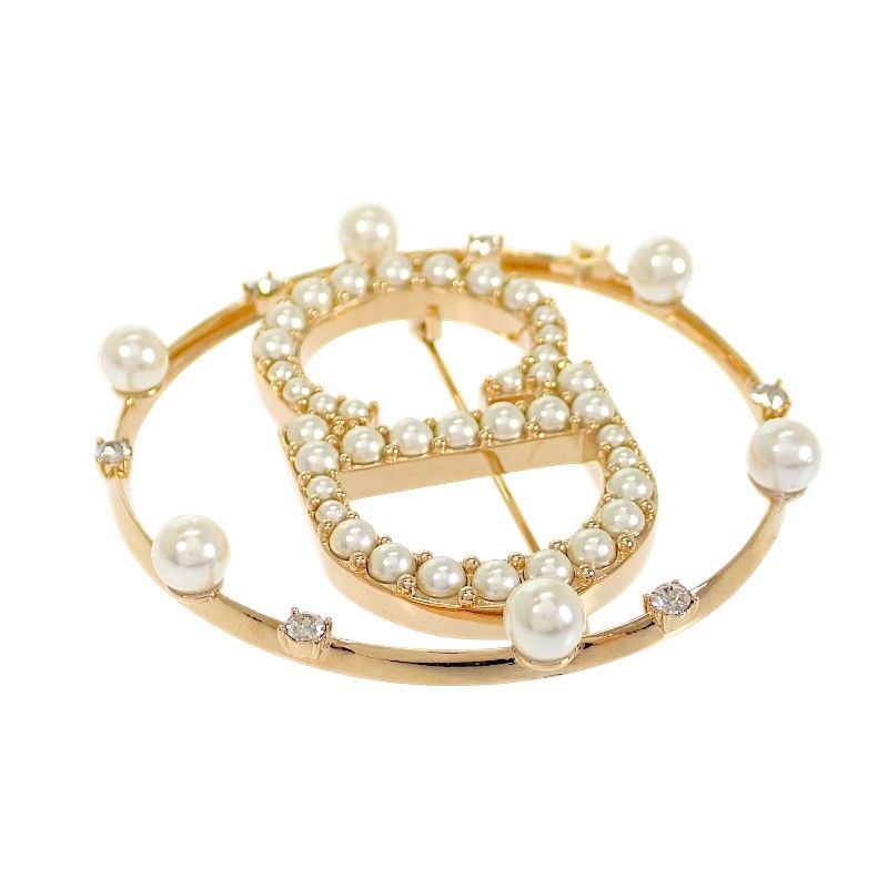 Dior Clair D Lune Brooch Metal Resin Pearl Gold — view 4