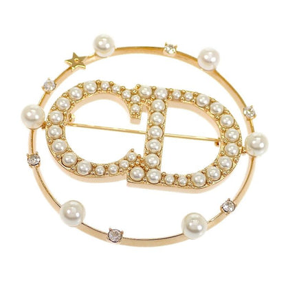 Dior Clair D Lune Brooch Metal Resin Pearl Gold — view 2