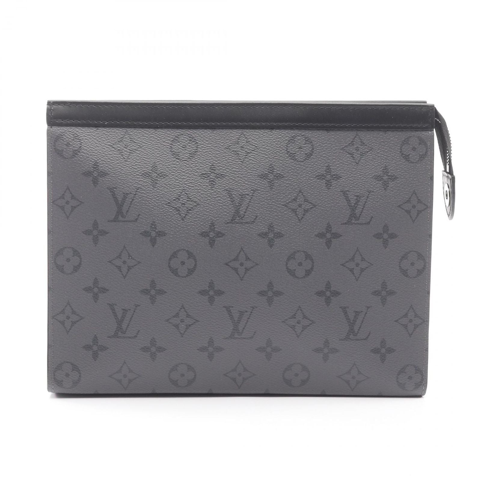 Louis Vuitton Clutch Pochette Voyage Monogram Eclipse Reverse Gray Canvas