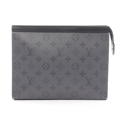 Louis Vuitton Clutch Pochette Voyage Monogram Eclipse Reverse Gray Canvas