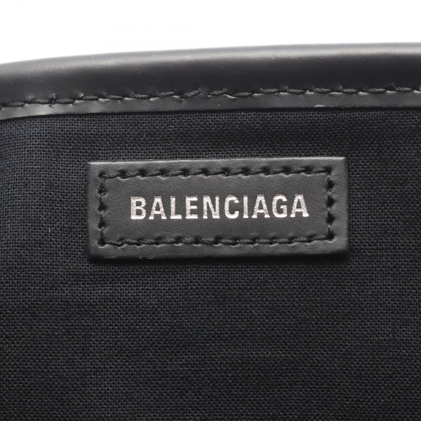 Balenciaga Tote Navy Cabas S Natural Black Canvas Leather — view 4