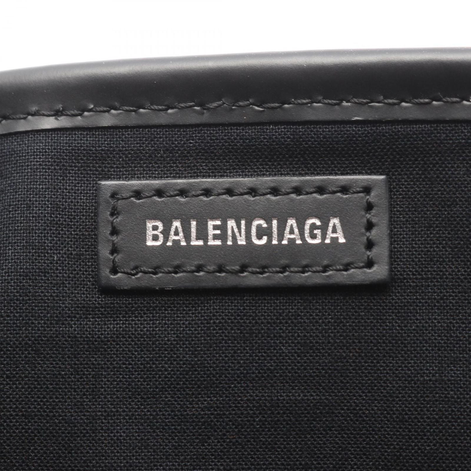 Balenciaga Tote Navy Cabas S Natural Black Canvas Leather — view 4