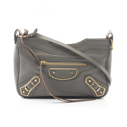 Balenciaga Shoulder Bag Metallic Edge Gray Leather Giant