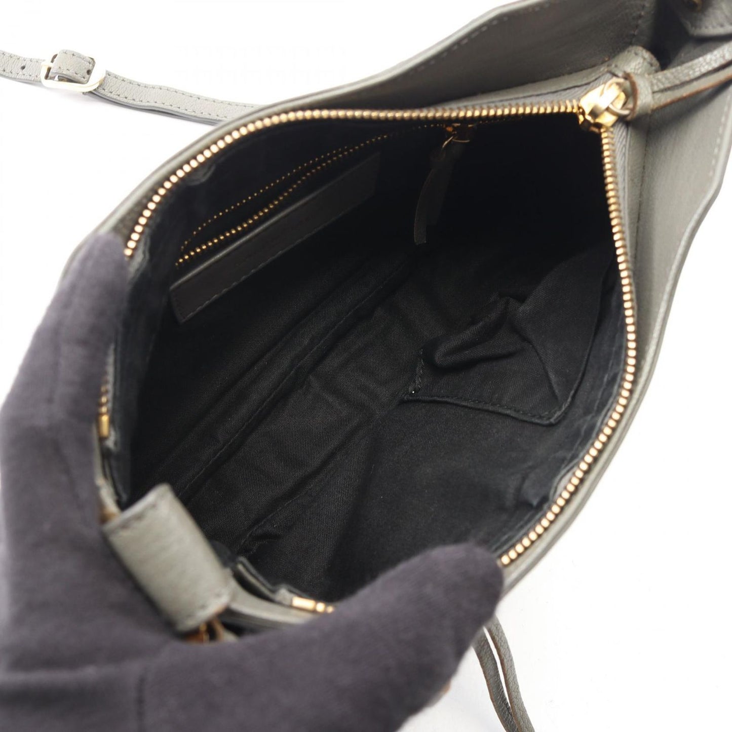 Balenciaga Shoulder Bag Metallic Edge Gray Leather Giant — view 3