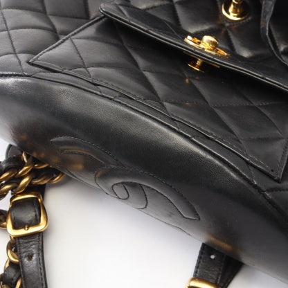 Chanel Backpack Quilted Black Lambskin Double Turnlock Chain — view 8