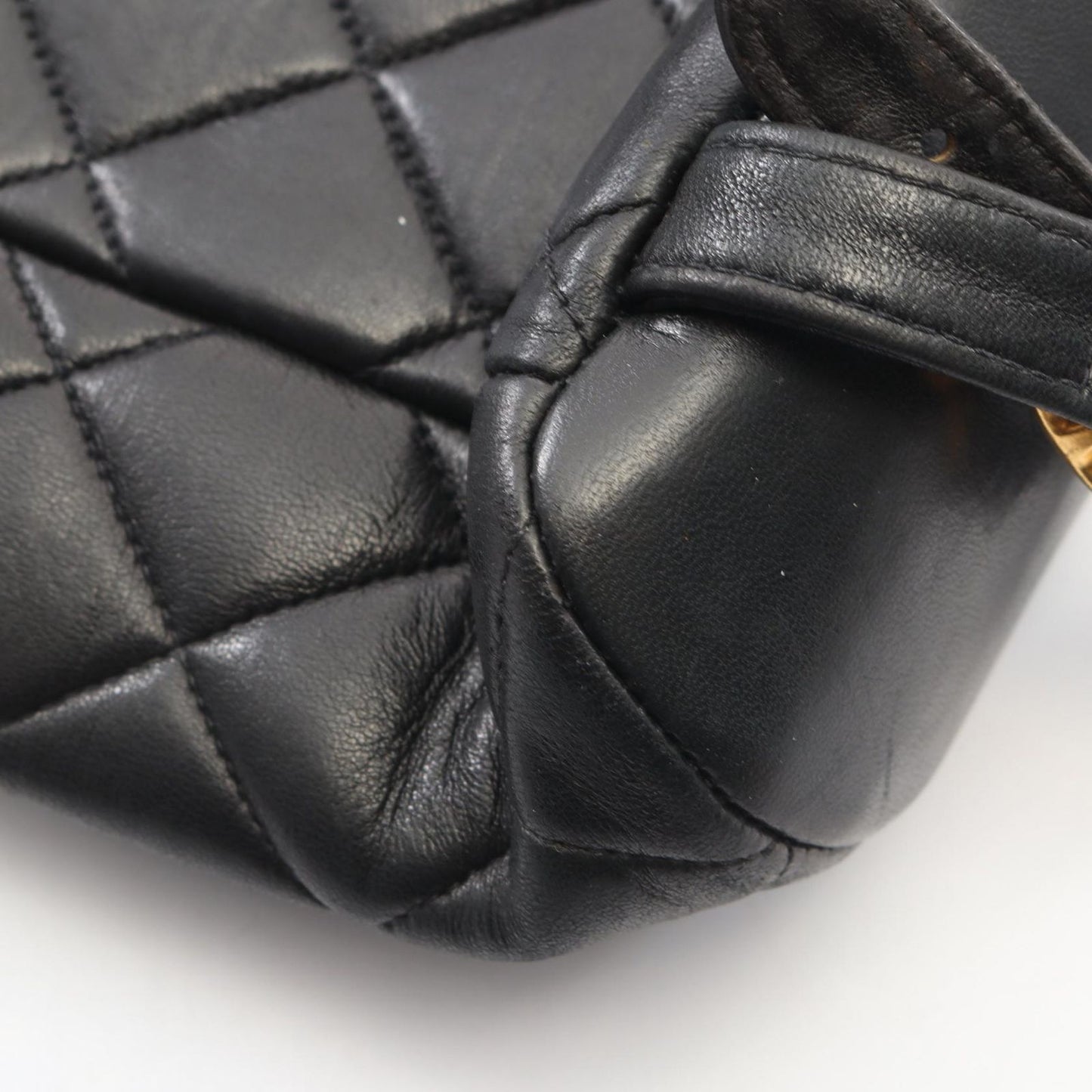 Chanel Backpack Quilted Black Lambskin Double Turnlock Chain — view 7