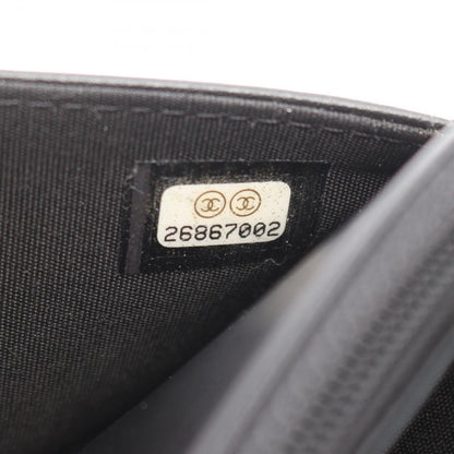 Chanel Shoulder Bag Quilted Black Caviar Leather Chain Wallet — view 6