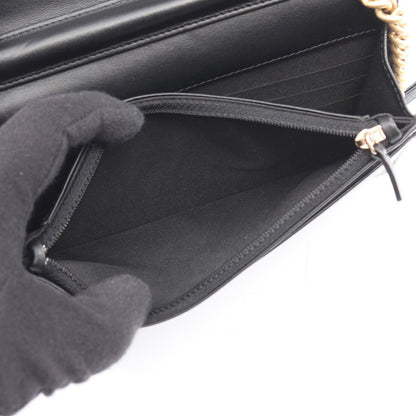 Chanel Shoulder Bag Quilted Black Caviar Leather Chain Wallet — view 4