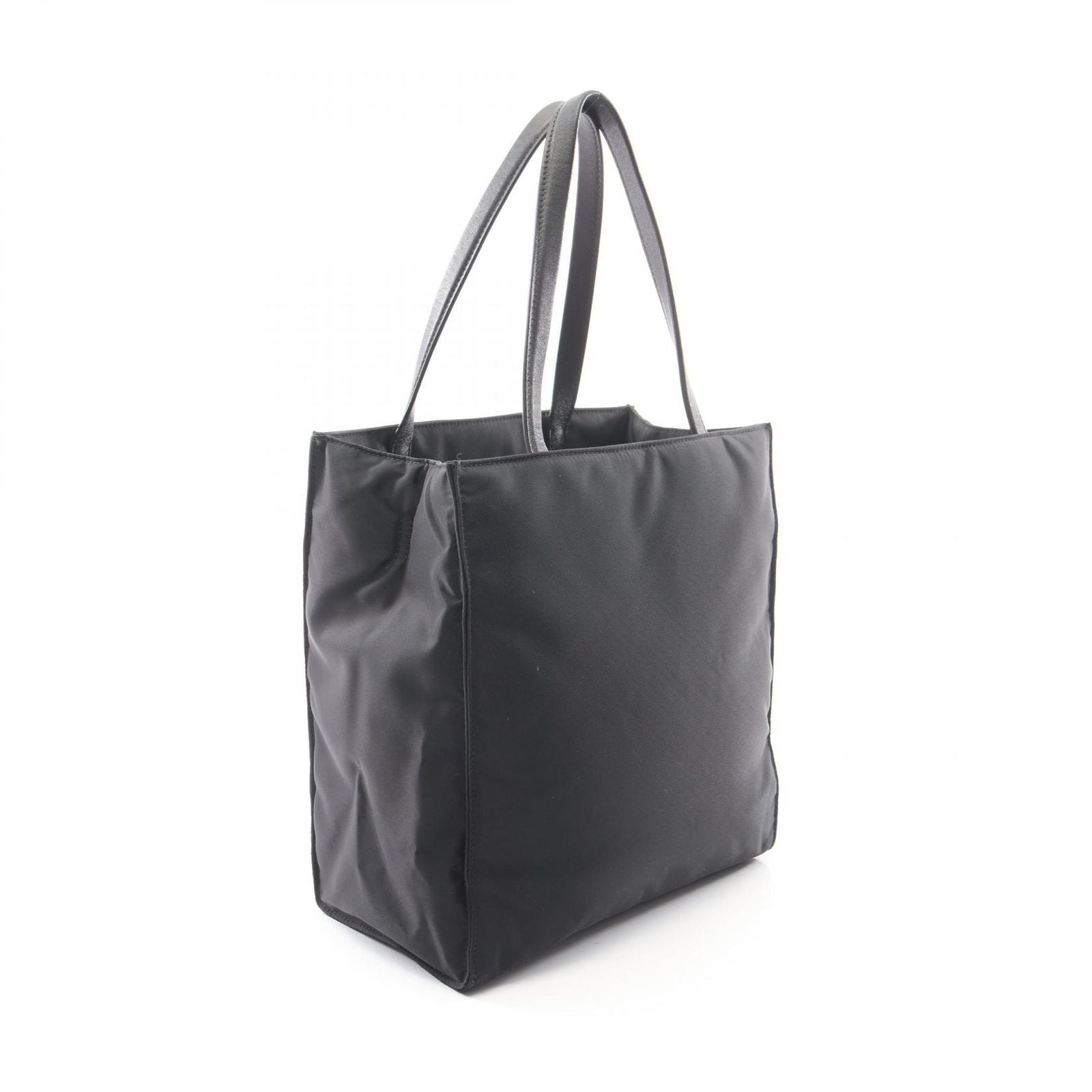 Prada Tote Re-Nylon Black Nylon Leather Triangle Logo — view 2